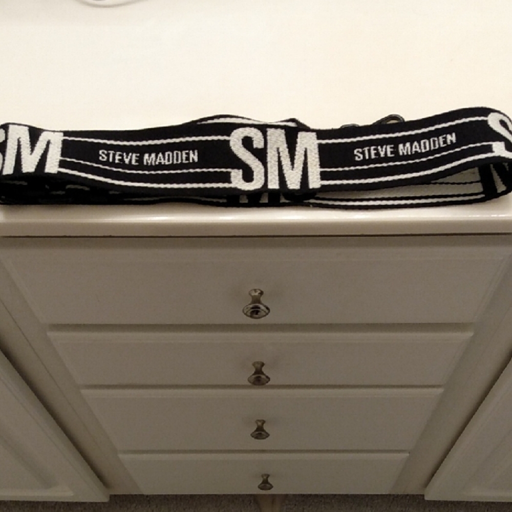 Steve Madden Monochrome Black and White Guitar Purse Bag Strap